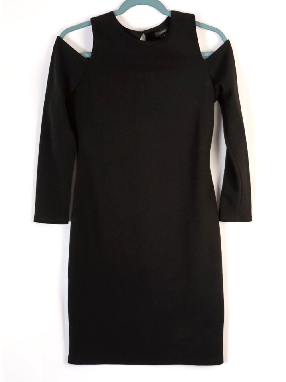 Halogen Cold Shoulder Sheath Dress Black LBD Long Sleeve Women’s S Cocktail